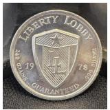 1978 Liberty Lobby 1/2 Oz .999 Fine Silver Coin