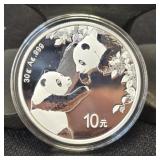 2023 China Panda 30g 10 Yuan Ag .999 Silver Round