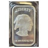1 Oz Indian Head-Buffalo .999 Fine Silver Bar
