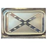 1 Troy Oz Confederate Flag Bar .999  Fine Silver