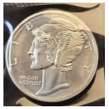 1 Troy Oz .999 Silver Mercury Dime Round