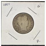 1897 Silver Barber Quarter 90% Silver