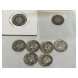 8 Barber, Roosevelt and Mercury Dimes As Pictured