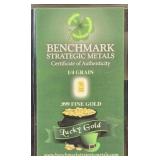 1/4 Grain .999 Fine Gold Bar 24K Benchmark