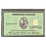 1/4 Grain Au Purity .999 Fine Gold Bar 24K