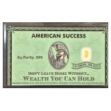 1/4 Grain Au Purity .999 Fine Gold Bar 24K