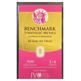 1/4 Grain .999 Fine Gold Bar 24K Benchmark