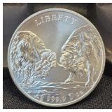 Ag 999.9 1 Oz Dueling Buffalo Round