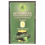 1/4 Grain .999 Fine Gold Bar 24K Benchmark