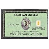1/4 Grain Au Purity .999 Fine Gold Bar 24K