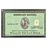 1/4 Grain Au Purity .999 Fine Gold Bar 24K