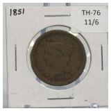 1851 Braided Hair Liberty Head Large Cent