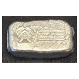 5 Troy Oz .999 Fine Silver Poured Bar Pioneer