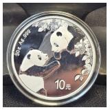 30g Ag .999 Silver 2023 China Panda 10 Yuan1 Oz