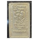 5 Grams .999 Fine Silver Bullion Bank Gryphon Bar