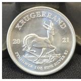 1 Oz Fine Silver R1 2021 South African Krugerrand