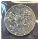.9999 Fine Silver 3/4 Oz Argent Pur 2012 Canadian