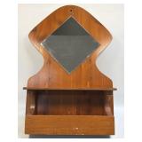 (D) Vintage Wood Wall-Mounted Mirror and Display