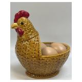 (D) Ceramic Hen and Eggs 7.5" Tall