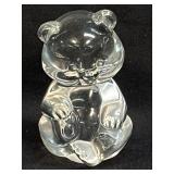 (D) Vintage FENTON Crystal Clear Glass Teddy Bear