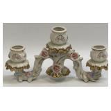 (D) Vintage Dresden Style Ceramic Candelabra With