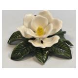 (D) Ceramic White Magnolia Figurine Vintage 70