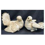 (D) Vintage Dove Figurines Ceramic Tan Cream Gold