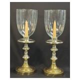 (D) Pair Solid Two Tone Brass Candle Holders