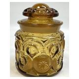(D) LE Smith Amber Glass Moon and Stars Small 5"