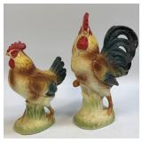 (D) Vintage Hen and Rooster Ceramic Figurines