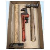 (D) Ridgid 10" Pipe Wrench, Round/Square Head