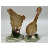 (D) PAIR OF CAPODIMONTE 5 inch Cello and Harp