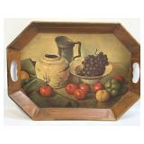 (D) VINTAGE PILGRIM ART TOLE BROWN SERVING TRAY