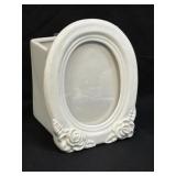 (D) Vintage Teleflora White Ceramic Oval Frame