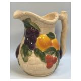 (D) Avon Ceramic Pitcher Fruit Basket Weave 56 oz