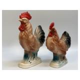 (D) Vintage Ceramic Rooster Figurines Set of 2