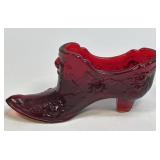 (D) Fenton Ruby Red Glass Shoe