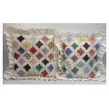 (D) Set of 2 Vintage Handmade Cathedral Window