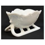 (D) Westmoreland Milk Glass Sleigh