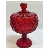(D) Vintage LE Smith Glass Moon & Stars Red