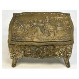 (D) Small Victorian Style  Metal Jewelry Box