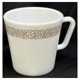 (D) Vintage Pyrex Milk glass Coffee Mug Woodland