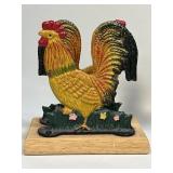 (D) Cast Iron Rooster Chicken Napkin Holder with
