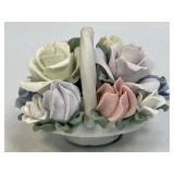 (D) Capodimonte Style Floral Bisque Matte Basket