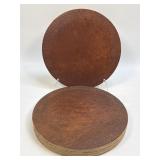(D) Brown Leather Round Place Mats With Greek Key