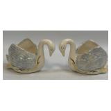 (D) Pair of Mid Century Lusterware Swans