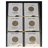 (SC) 6 US Wheat Pennies