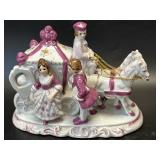 (D) Vintage Porcelain Horse Carriage Victorian