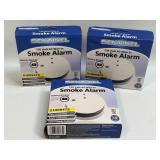 (D) 3 SENTINEL Hard Wired Smoke Detector Has 9V