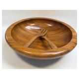 (D) Large Mid Century Modern Teak Salad Bowl